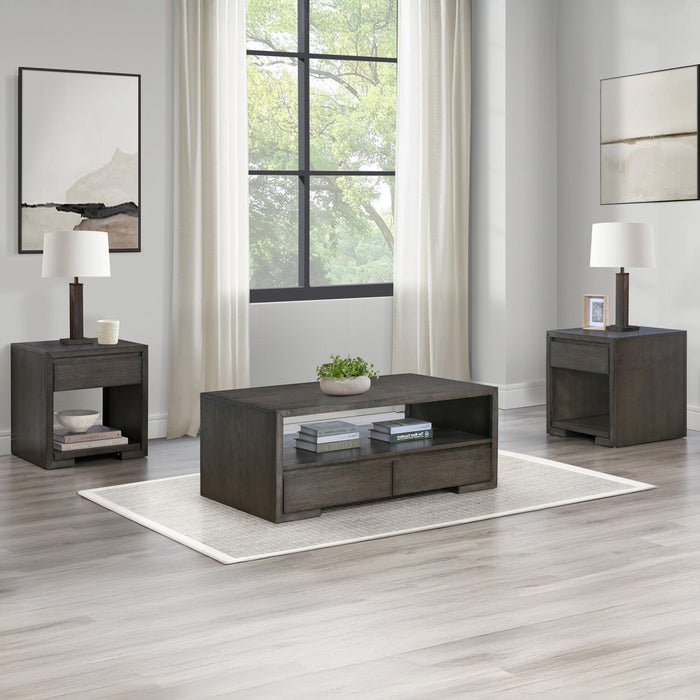 Zelda 58\" Coffee Table with Storage and Shelf – Warm Mocha