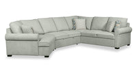 Scott Living Haven 3-Piece Left-Facing Chenille Fabric Cuddler Sleeper Sectional - Seafoam Blue 