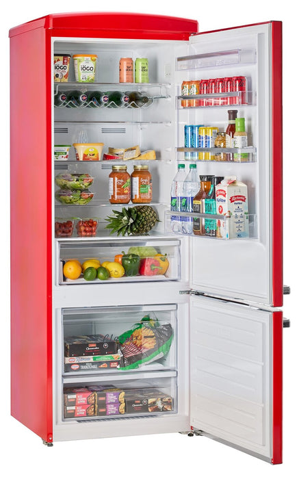 Unique Classic Retro 28\" 17 Cu Ft. Bottom Mount Refrigerator - Red - UNQ-455L R AC