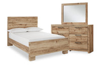 Derekson 5pc Bedroom Set with Panel Bed, Dresser & Mirror, Natural - Full Size 