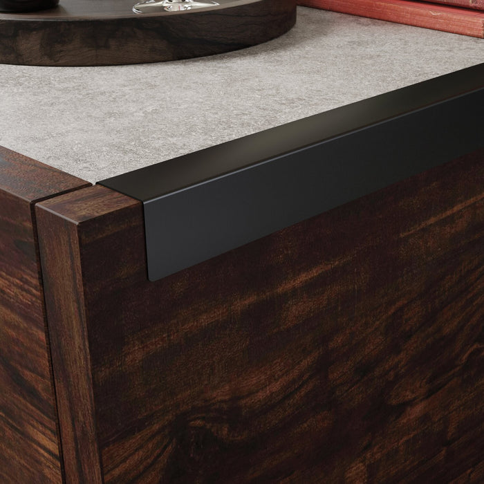 Benson 31” Modern Coffee Table with Storage - Dark Brown and Grey
