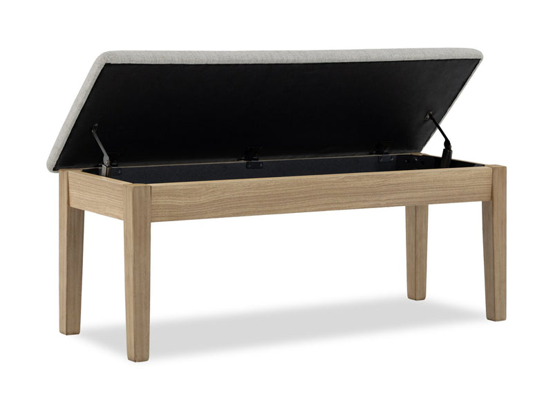 Cove Dining Bench with Cushion Fabric Seat, Lift Top Storage, 46\"W - Natural/Grey