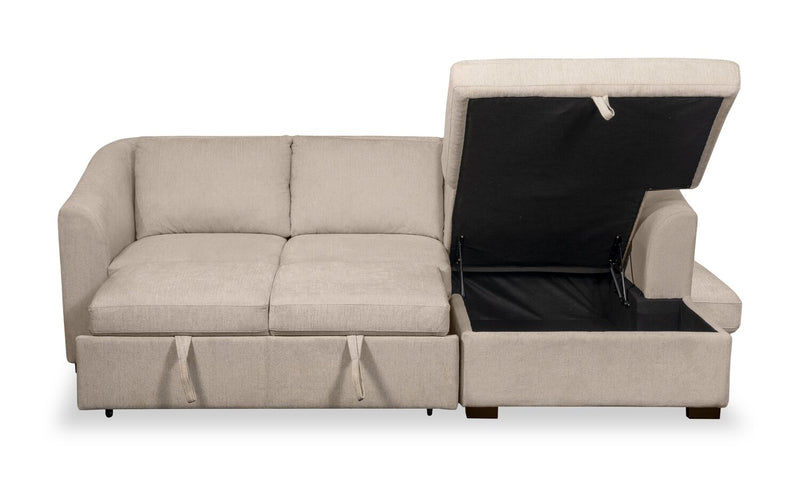 Envy 2-Piece Right-Facing Chenille Fabric Sleeper Sectional with Storage Chaise - Almond Beige