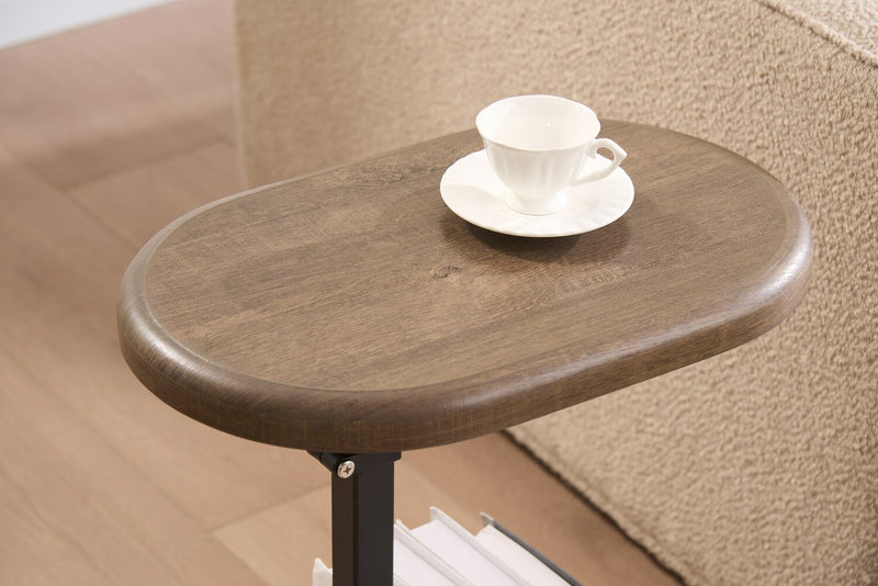 Cedric 18\" Adjustable Accent Table – Walnut Oak and Black 