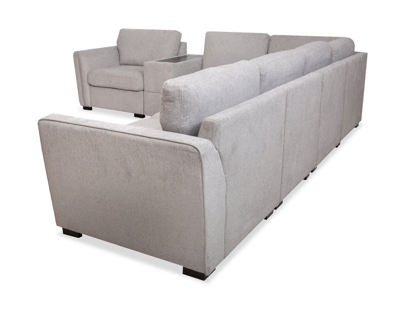 Vault 7-Piece Sectional with Five Storage Chairs and Storage USB Console - Grey