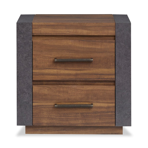 Scott Living Dante Bedside 2-Drawer Nightstand, 24"W x 24.3"H - Brown 