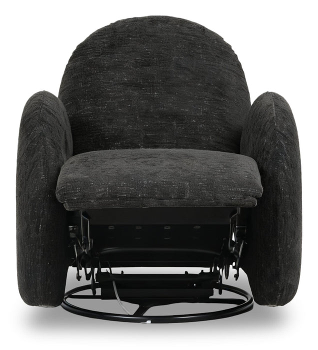 Shay 33\" Chenille Fabric Swivel Glider Reclining Accent Chair - Ebony