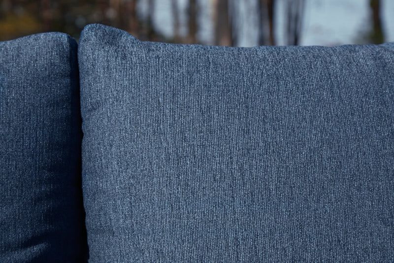 Barrie 4-Piece Outdoor Patio Set with Sofa, 2 Chairs and Table - Aluminum, UV & Weather Resistant  - Blue & Grey