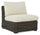 ["Halifax Outdoor Patio Armless Chair - Resin Wicker, Nuvella Fabric, UV & Weather Resistant - Beige/Brown"]