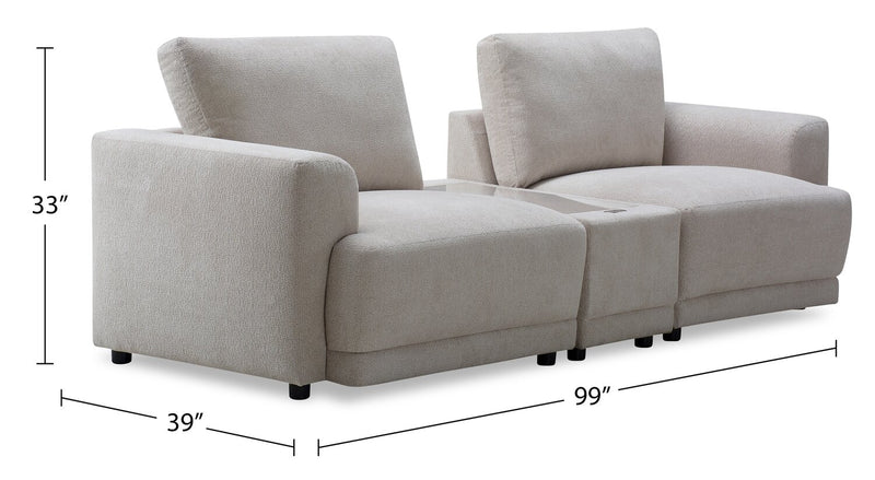 Voyage Modular 3-Piece U-Shaped Fabric Sectional with Console and Removable Back Cushions – Taupe
