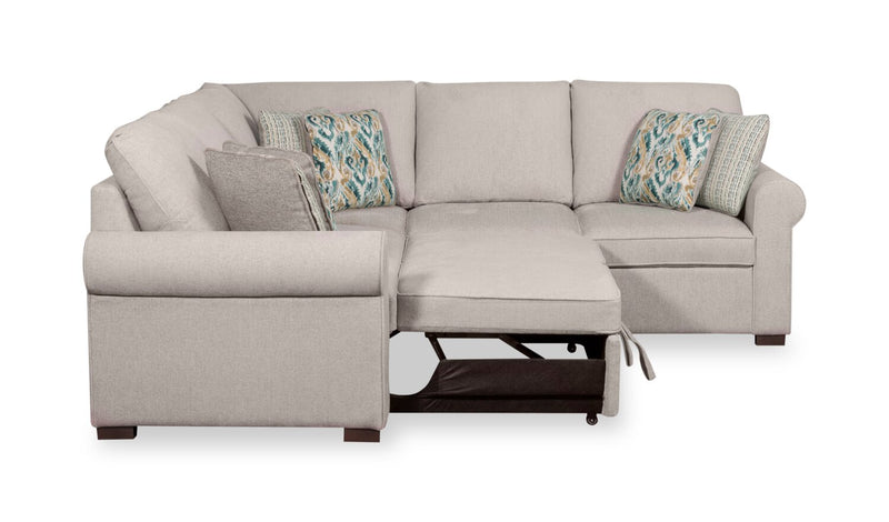 Scott Living Haven 3-Piece Chenille Fabric Sleeper Sectional - Grey