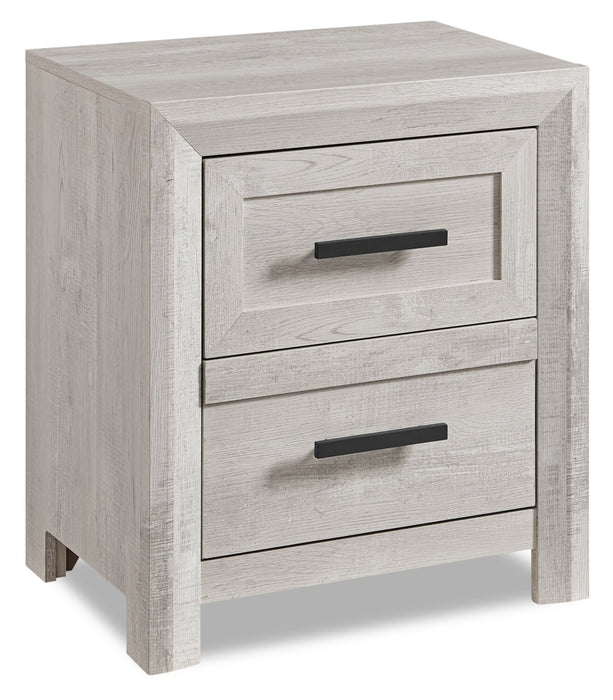Lark 6pc Bedroom Set with Panel Bed, Dresser, Mirror & Nightstand, Rustic White - King Size