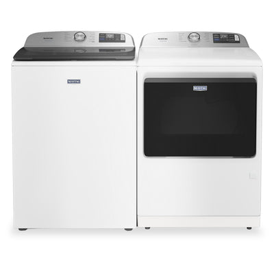 Maytag 6.0 Cu. Ft. Top-Load Washer and 7.4 Cu. Ft. Pet Pro Electric Dryer – White  | Laveuse à chargement par le haut de 6,0 pi³ et sécheuse électrique de 7,4 pi³ Animal Pet Pro de Maytag - blanches