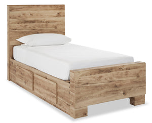 Derekson Storage Bed with 2 Built-In Side Drawers for Kids, Natural - Twin Size