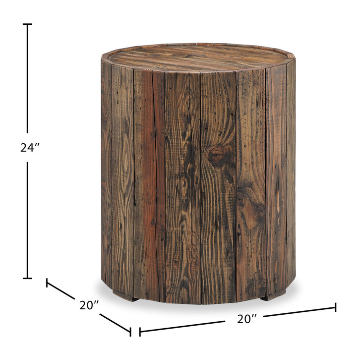 Martel 34\" Rustic Round End Table - Rustic Pine