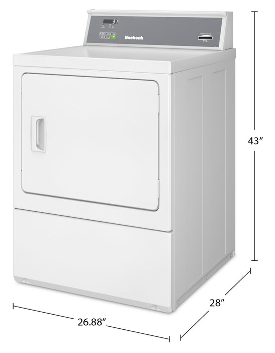 Huebsch 7 Cu.Ft. Commerical Prep for Card Electric Front Load Dryer – White - HDENYRGS176CW01