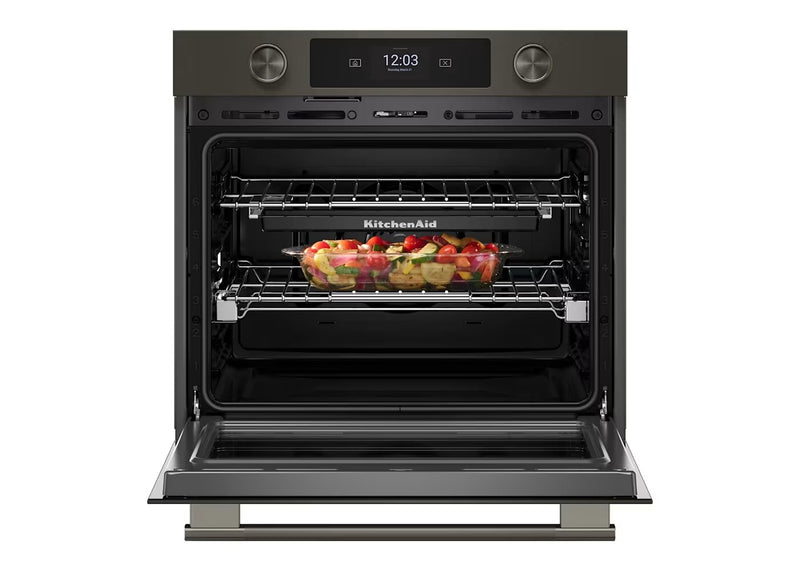 KitchenAid 30\" Smart Electric Combo Wall Oven with Cooking Camera - Black Ore - KOES930SBE