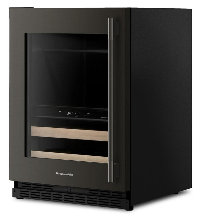 KitchenAid 24\" Beverage Centre with Wood-Front Racks – Black Ore - KUBL524SBE