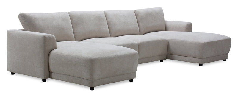 Voyage Modular 4-Piece U-Shaped Fabric Sectional with Removable Back Cushions – Taupe