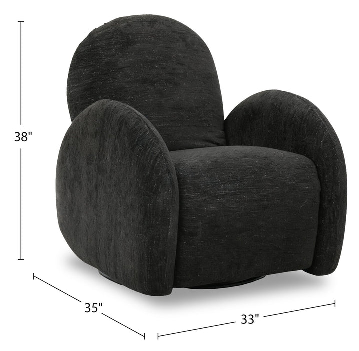Shay 33\" Chenille Fabric Swivel Glider Reclining Accent Chair - Ebony