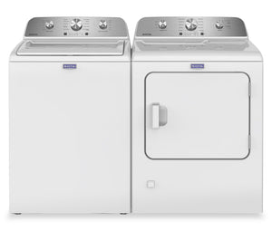 Maytag 4.8 Cu. Ft. Top Load Washer and 7.0 Cu. Ft. Gas Dryer with Wrinkle Prevent Option – White 