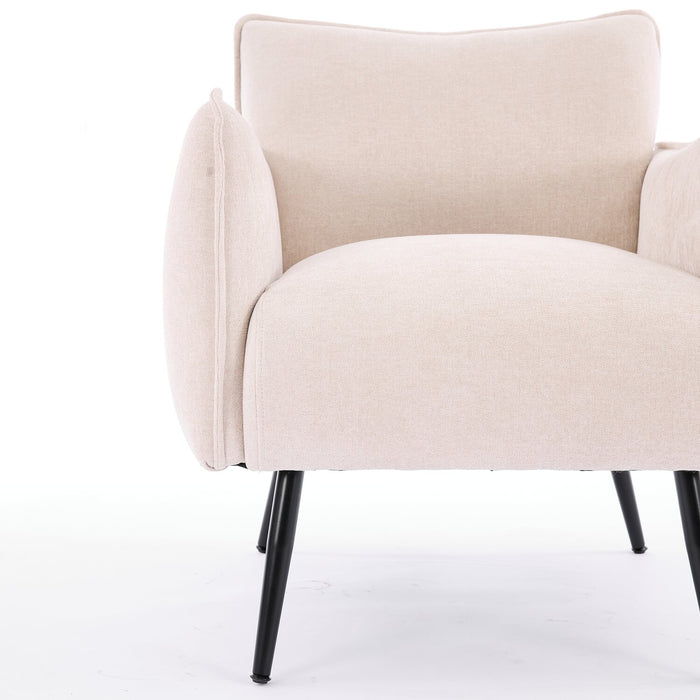 Arlo 29.5\" Linen-Look Fabric Accent Chair – Light Grey