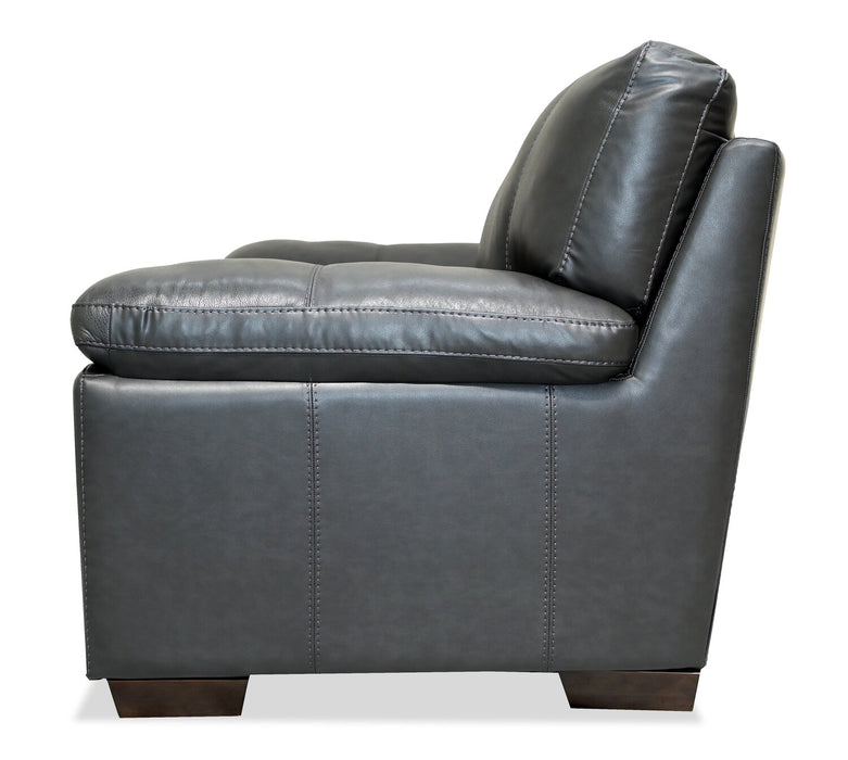 Classico 47\" Genuine Leather Chair with Wood Legs – Carbon Grey