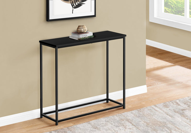 Alma 31.5\" Modern Sofa Table - Black with Black Metal Frame