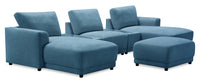 Voyage Modular 6-Piece Left-Facing Fabric Sectional with Console and Ottoman – Blue 
