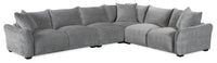 Reflect 4-Piece Grey Chenille Fabric Sectional with Reversible Back Cushions and Wood Legs 