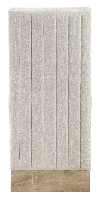 Vega Dining Chair with Polyester Fabric, Wood, Channeled Tufting - Natural