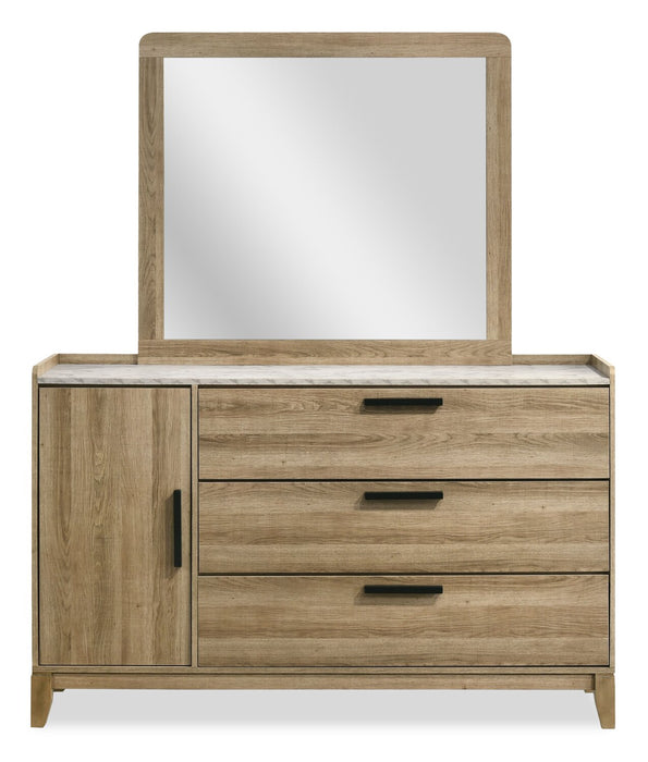 Sable 5pc Bedroom Set with Bed, Dresser & Mirror, Light Brown - King Size