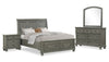 Chelsea 6pc Bedroom Set with Storage Bed, Dresser & Mirror, Grey - Queen Size