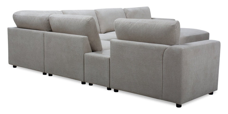 Voyage Modular 7-Piece Right-Facing Fabric Sectional with Console and Removable Back Cushions – Taupe