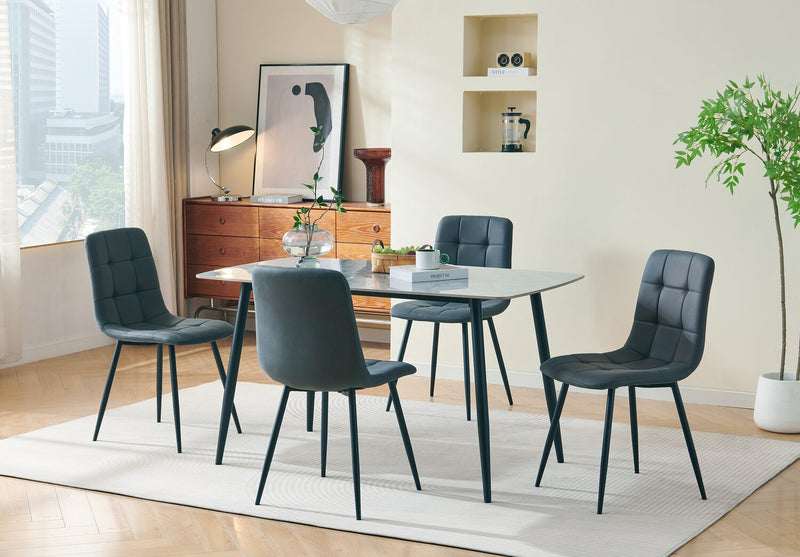 Arlo Dining Chair with Cushion Fabric Tufted Seat & Back, Metal – Charcoal