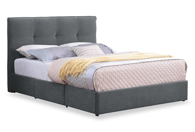 Amos Upholstered Headboard in Charcoal Fabric, Tufted - King Size