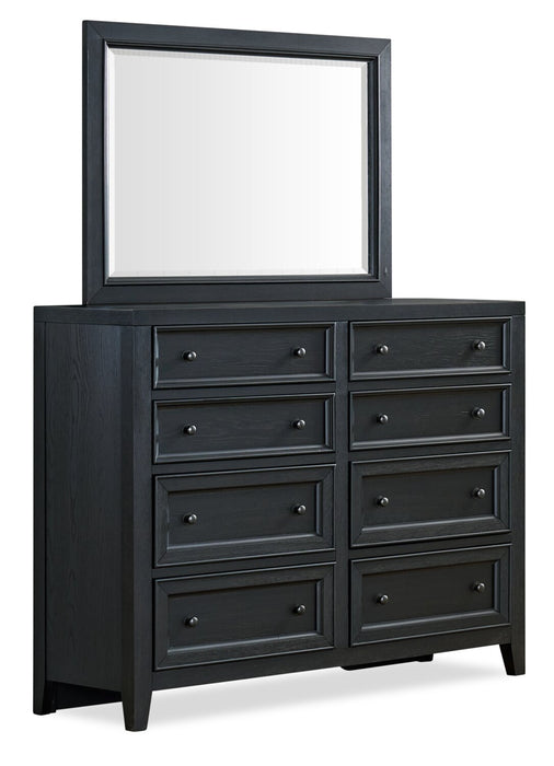 Casa 5pc Bedroom Set with Bed, Dresser & Mirror, Wood, Black - King Size