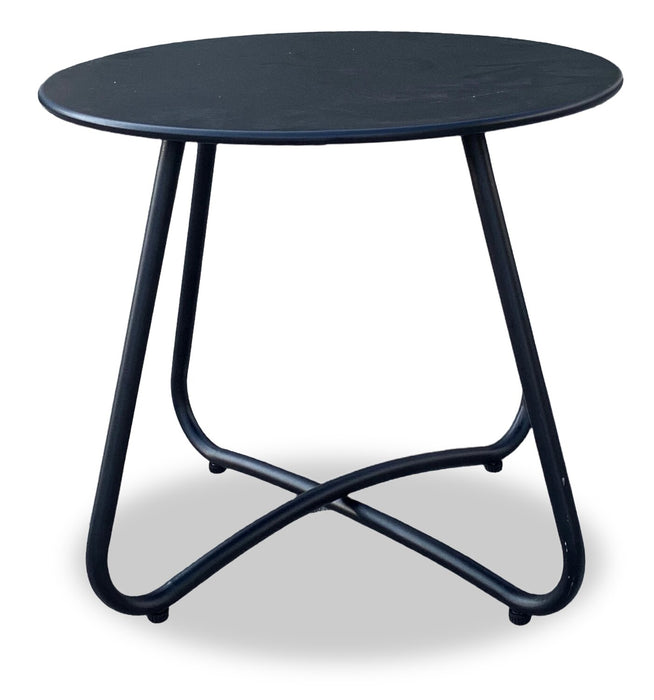 Sicily 3-Piece Outdoor Patio Conversation Set with 2 Chairs & Round Metal End Table - Resin Wicker, UV & Weather Resistant - Grey/Natural/Black