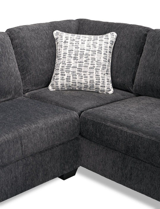 Made in Canada Morgan 3-Piece Right-Facing Chenille Fabric Wrap Sectional with Accent Pillows - Grey