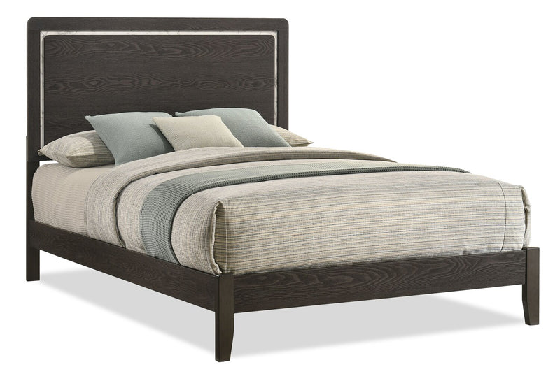 Sable 5pc Bedroom Set with Bed, Dresser & Mirror, Dark Grey - Queen Size