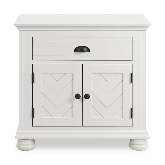 Ella 6pc Bedroom Set with Panel Bed, Dresser, Mirror & Nightstand, White - Queen Size