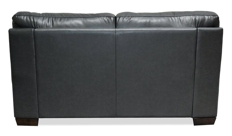 Classico 71\" Genuine Leather Loveseat with Wood Legs – Carbon Grey