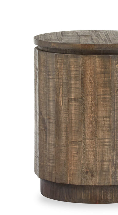 Elm 20” Round Rustic Pine End Table - Brown
