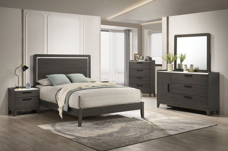 Sable Bedside 2-Drawer Nightstand, 24\"W x 24\"H - Dark Grey