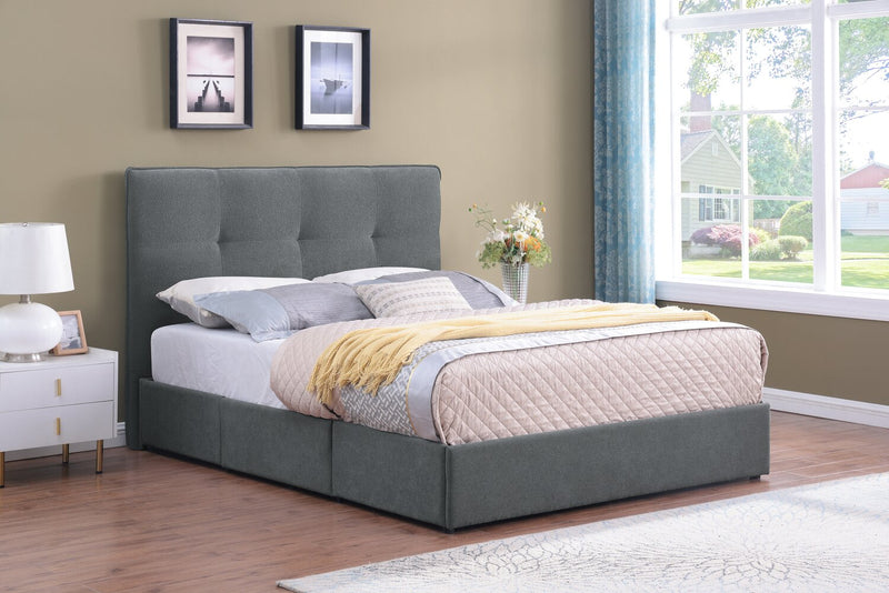 Amos Upholstered Headboard in Charcoal Fabric, Tufted - King Size