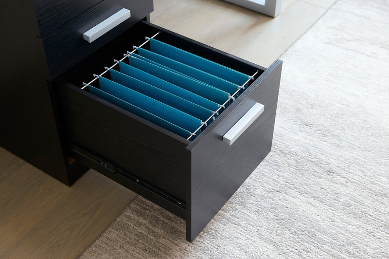 Oscar 47\" Reversible Office Desk with Storage – Matte Black