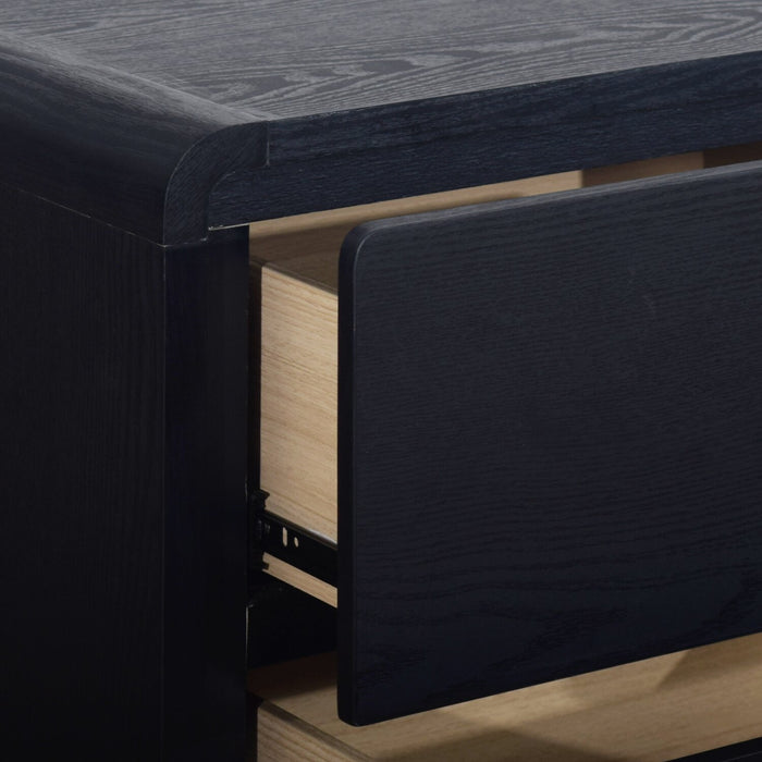 Milan Bedside 2-Drawer Nightstand, Mid-Century Modern,  22\"W x 26\"H - Black