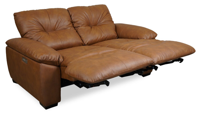Bello 67\" Leather-Look Fabric Power Reclining Loveseat - Brown