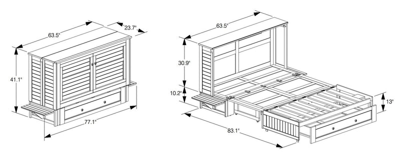 Parker Cabinet Bed, Seafoam - Queen Size