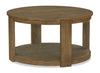 Declan 31.5\" Modern Round Coffee Table with Casters – Natural Wood 
